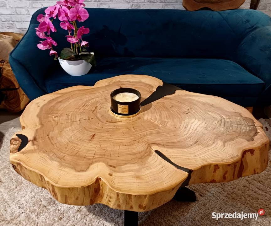 Stolik kawowy 100x80 PIĘKNY OKAZ LIVE EDGE Śrem