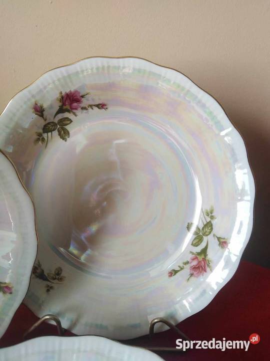 Talerze Głębokie Róża tęczowa Porcelana i szkło dolnośląskie