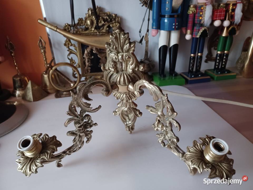 Piękny mosiężny kinkiet z wyłącznikiem Poznań