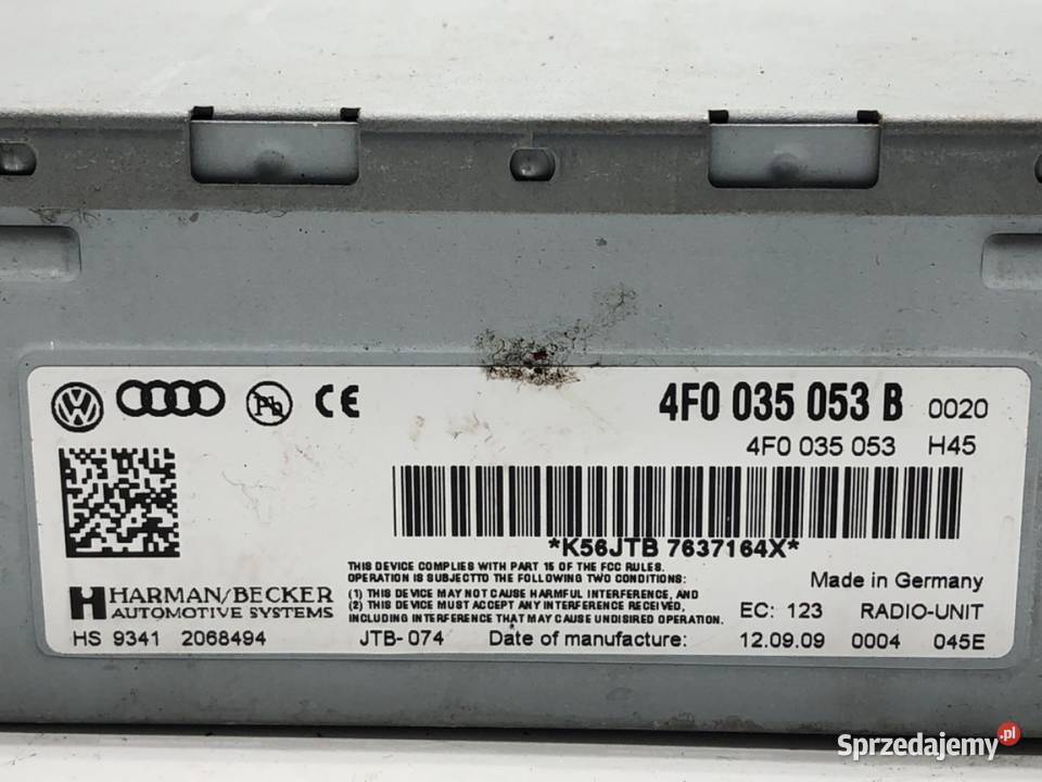 TUNER RADIA AUDI Q7 4L 4F0035053B 0616 Sprzęt audio fabryczny