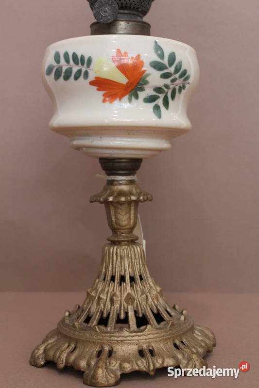 Mosiężna lampa naftowa z porcelanowym Szczecin sprzedam