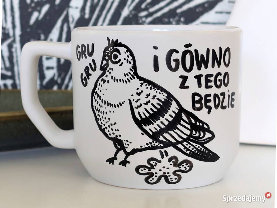 Kubek Ceramiczny Ręcznie Malowany GOŁĄB 300ml Dobrzykowice sprzedam