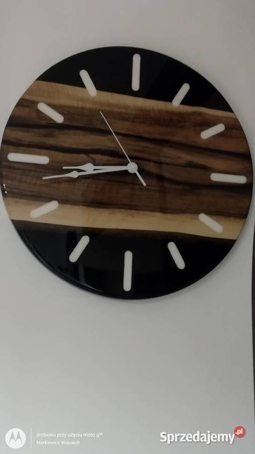 Zegar rękodzieło Drewno z żywicą ścienny Dom i Ogród Zamość