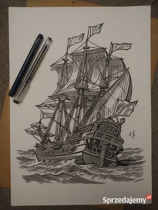 Rysunek statek cienk b tech A3 250 gm2 mazowieckie Warszawa sprzedam