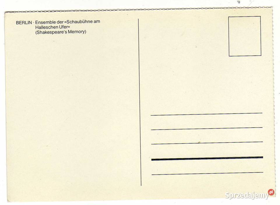 BERLIN ENSEMBLE DER SCHAUBUHNE AM HALLESCHEN Pocztówki i karty telefoniczne Krynki
