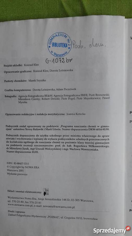 Chemia gimnazjum część 3 Małkinia Górna sprzedam