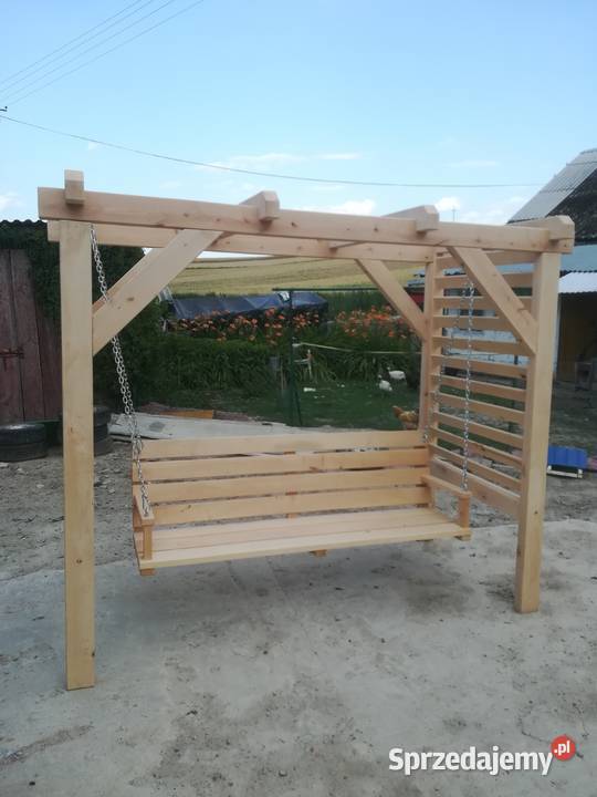 Huśtawka drewniana ogrodowa ozdobna drewno Tyszowce