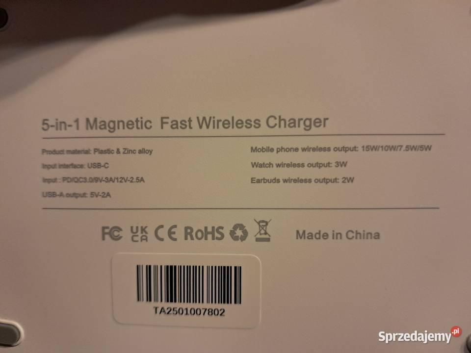 nowa ładowarka indukcyjna 5 w 1 brak paragonu