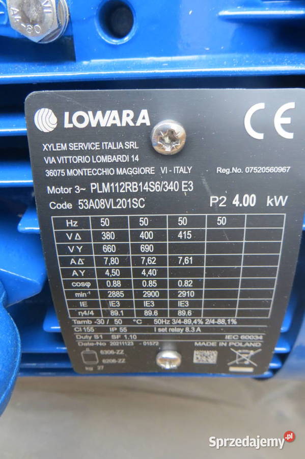 POMPA LOWARA 4kW 22SVI0311CG040T5VQQE NOWA Wąchock