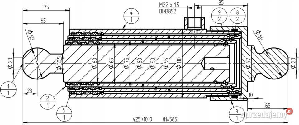 Siłownik HL 8011 HL 6011 580 z Gniazdami 7138