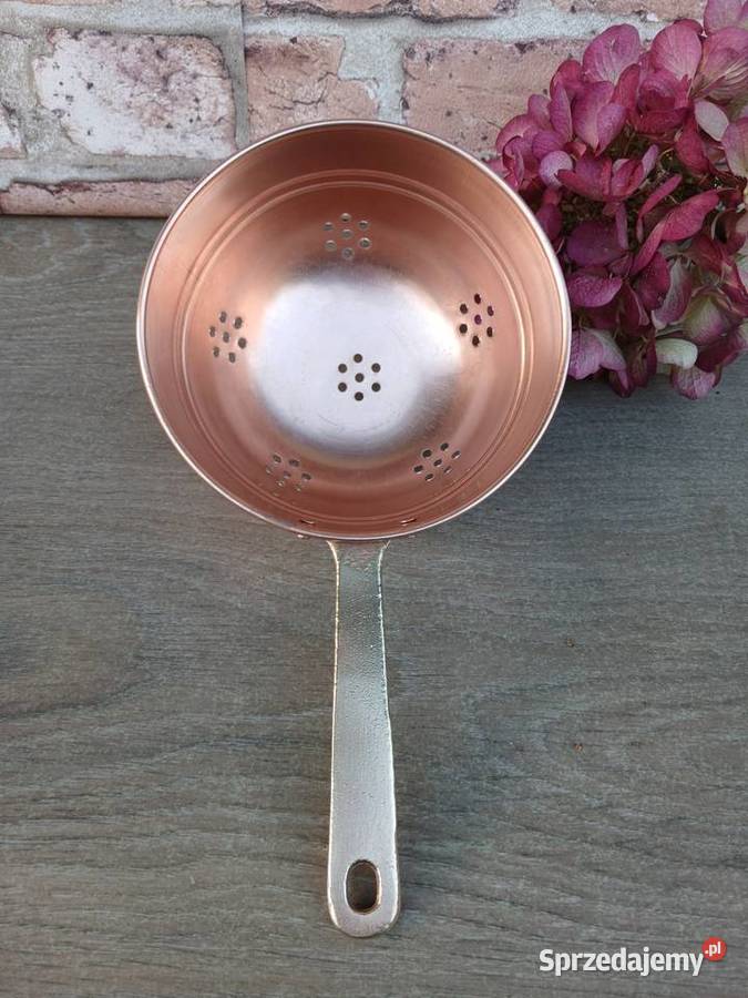 Małe miedziane sitko durszlak z mosiężną rączką mazowieckie Warszawa sprzedam