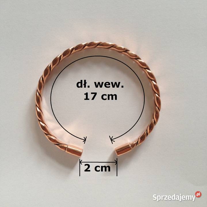Bransoletka Miedziana dł wew 17 szer 7mm Splot Bransoletki dolnośląskie Wrocław