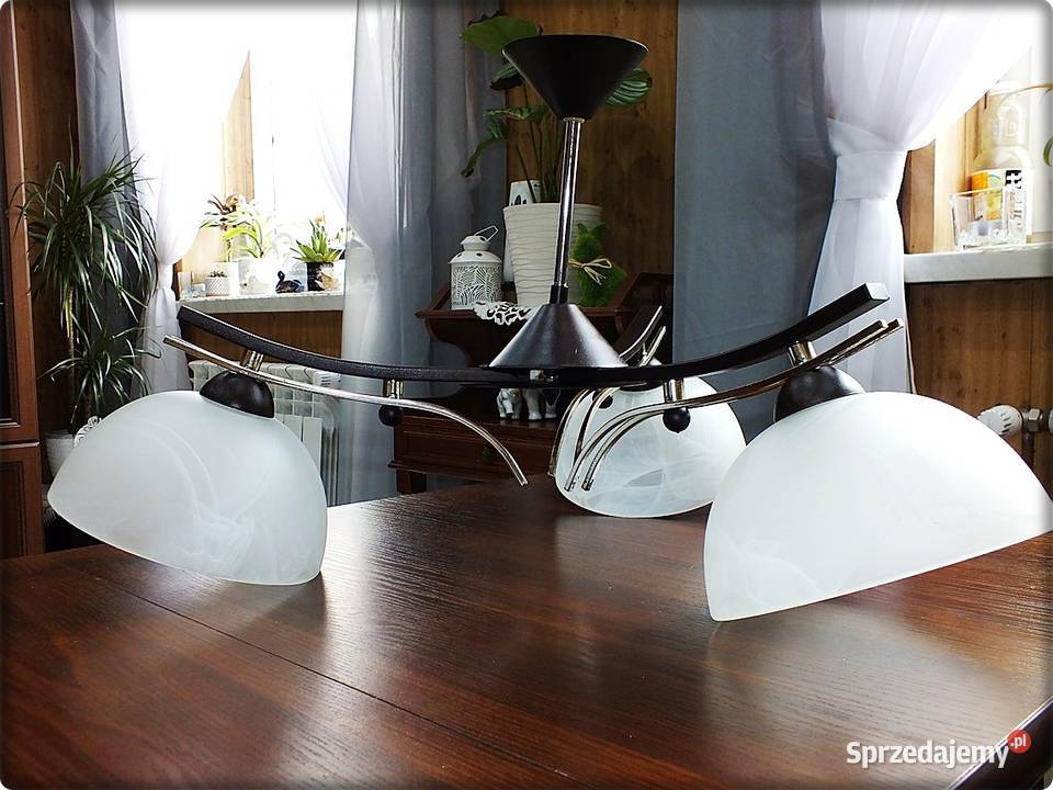 Lampa sufitowa 3ramienna ciemne drewno Salon Żary