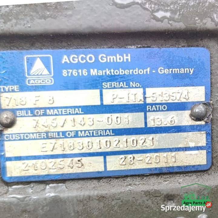 Przednia Oś Napędowa 718F8 Dana AGCO Ciechanowiec