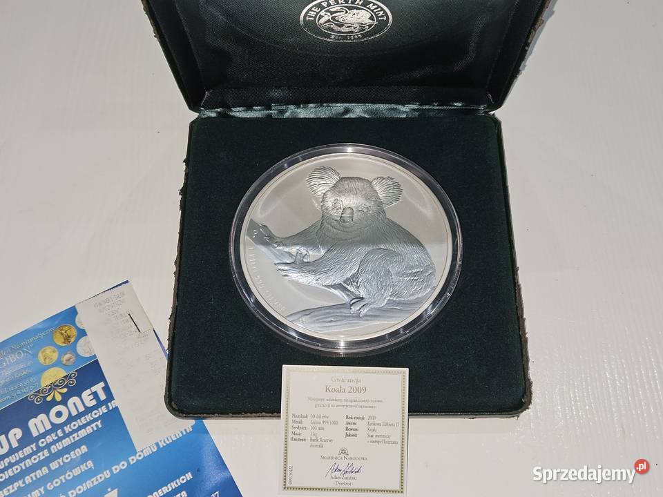 Srebrna Moneta AUSTRALIJSKI KOALA 1000g 1 2009r Warszawa sprzedam