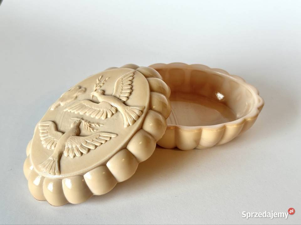 Przepiękna łososiowa szkatułka Curt Schlevogt Warszawa sprzedam