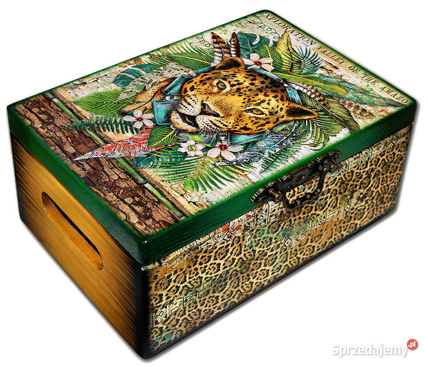KUFEREK szkatułka drewniana JAGUAR AMAZONIA Bydgoszcz