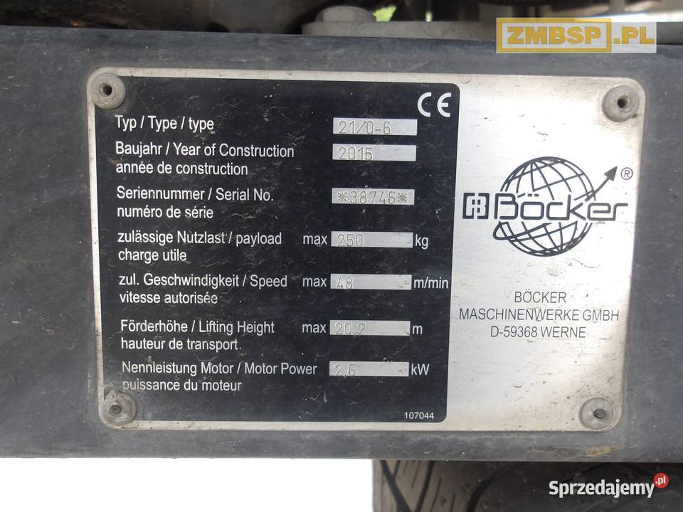 Winda towarowa drabina dekarska Bcker Junior nie Pleszew