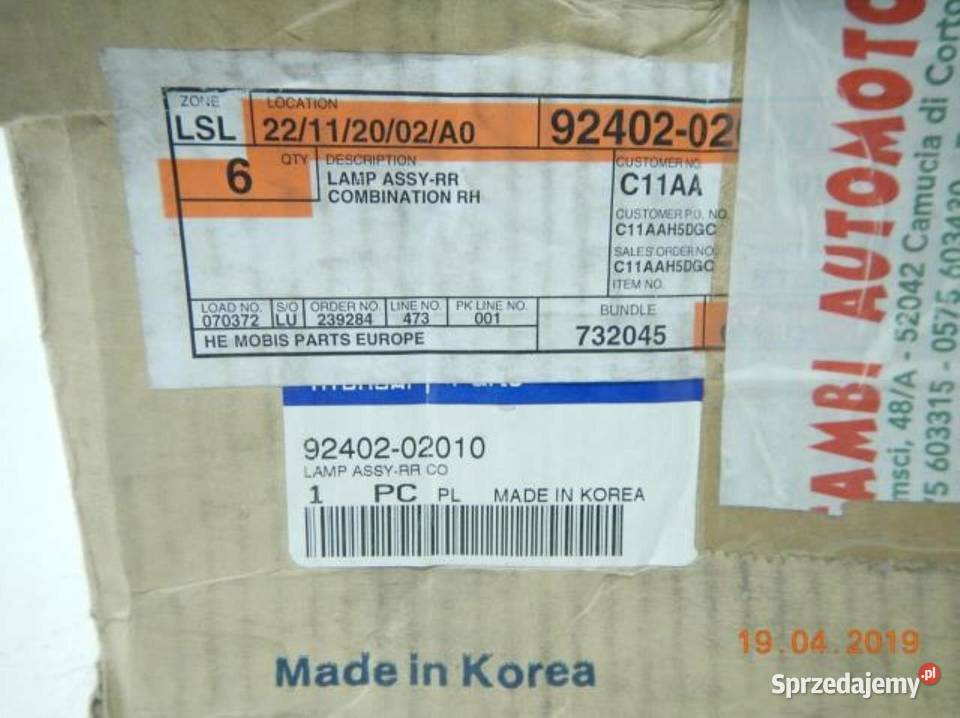 LAMPA PRAWY TYŁ HYUNDAI ATOS 9708 osobowe lubelskie sprzedam