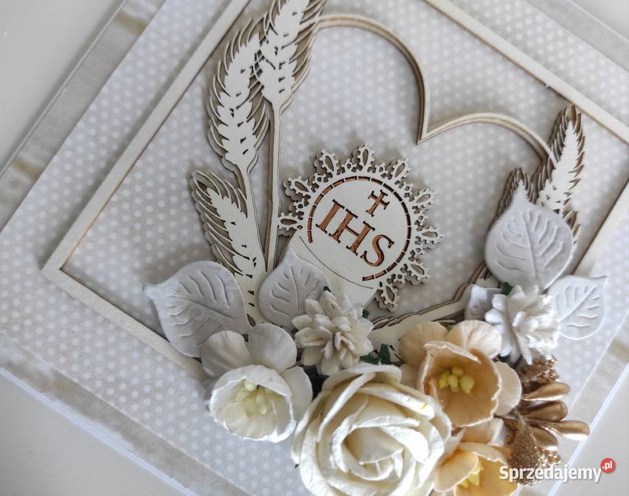 Kartka ręcznie robiona na Komunię Świętą z Łódź