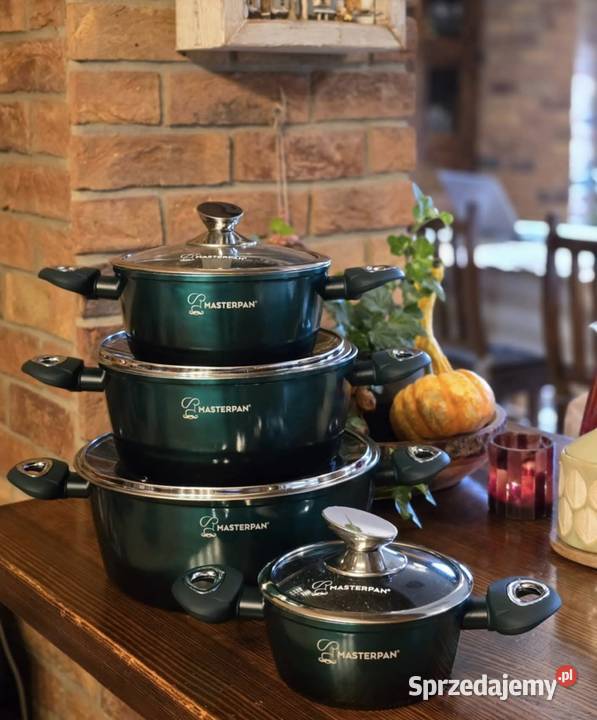 259 Garnki lakierowane zielone 4 sztuki Zabrze