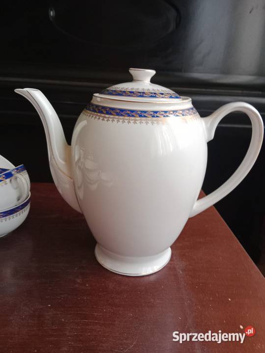 Piękny Serwis Kawowy Giesche 21 el Kobalt i Porcelana i szkło