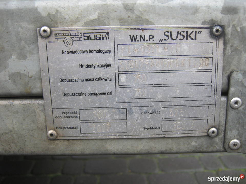 Przyczepka samochodowa dwukółka SUSKI Bedlno