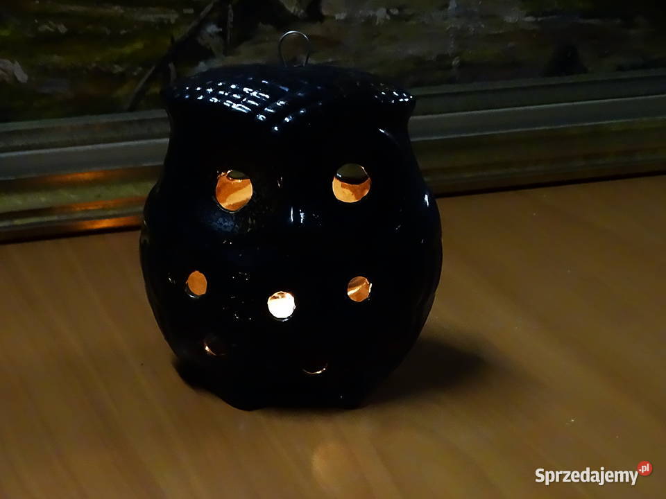 Ceramiczny świecznik w kształcie sowy wykonany z Biłgoraj
