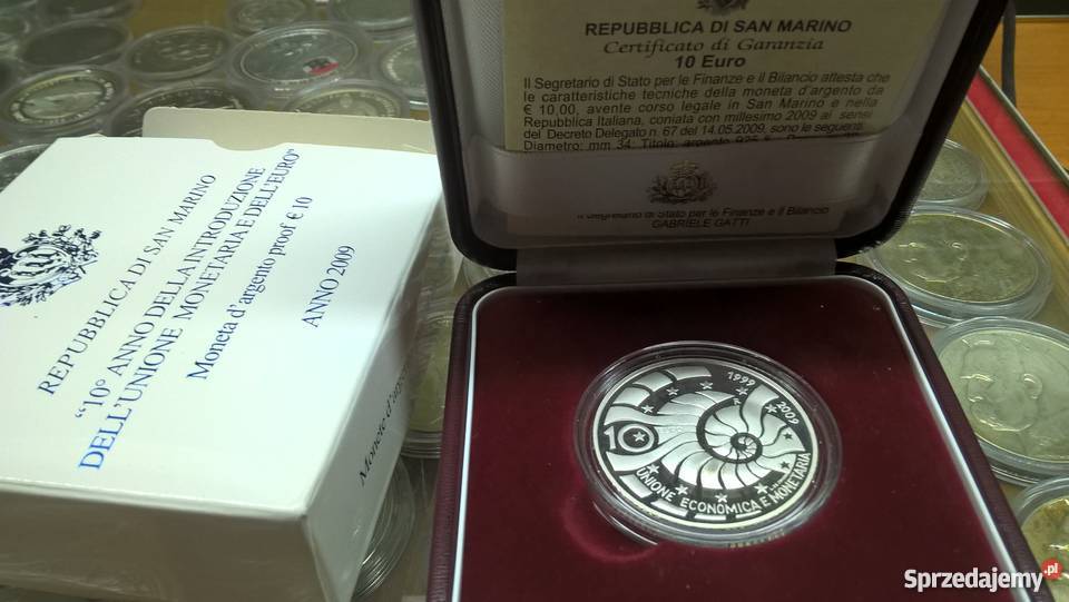 10 EUROSAN MARINO 2009 EUROPEJSKA UNIA MONETARNA Numizmatyka Warszawa sprzedam