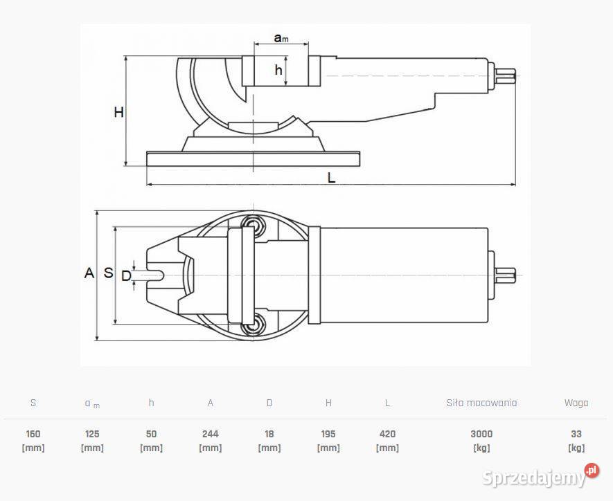 Imadło maszynowe pochylne kołyskowe 160 mm Siedlce