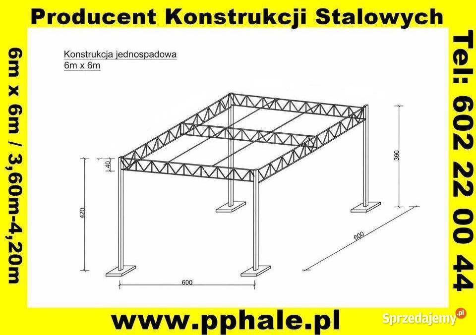 Konstrukcja Stalowa 6x6 Wiata Hala Garaż Carport Rawa Mazowiecka