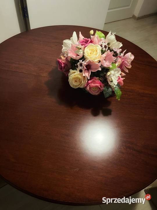 Stół okrągły rozkładany antyk rzeźbiony drewno mazowieckie Siedlce