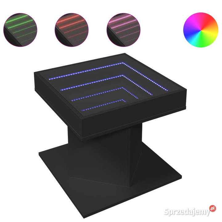 Stolik kawowy z LED czarny 50x50x45 materiał Warszawa