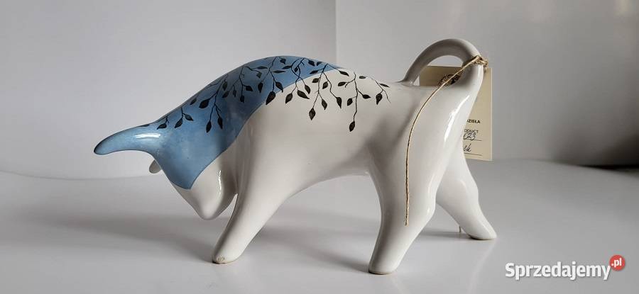 Byk Figurka Byczek ceramiczny ręcznie malowany pomorskie Sierakowice