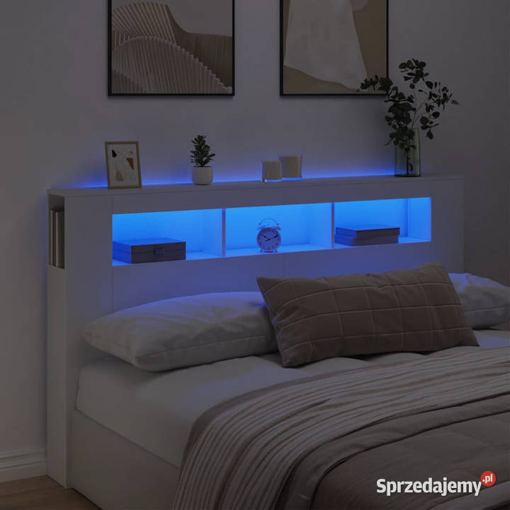 Wezgłowie łóżka z LED białe 180x185x1035 Ramy i stelaże Warszawa