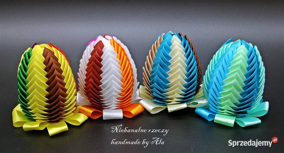 Jajka ze wstążki pisanki ozdoba Wielkanoc łódzkie