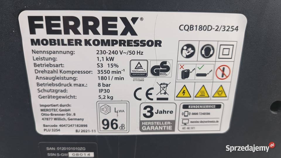 Kompresor bezolejowy Ferrex śląskie Katowice sprzedam