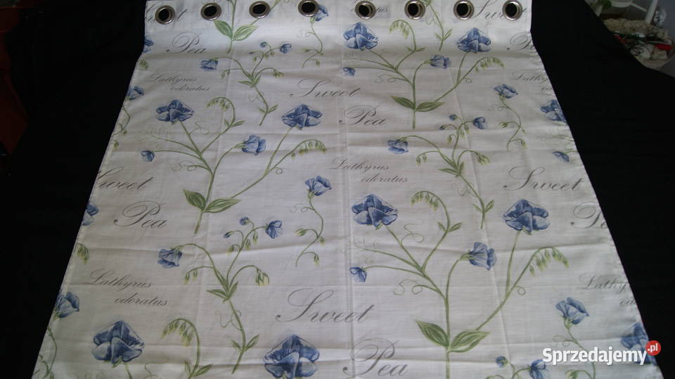 Zasłony SHABBY CHIC napisy kwiaty przelotki 2kpl Dobroszyce