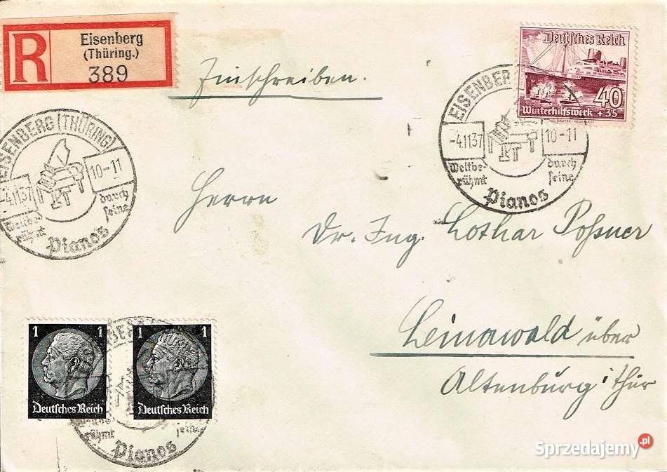 TRZECIA RZESZA 1937 3 KOPERTY FDC WYSYŁKA Człuchów