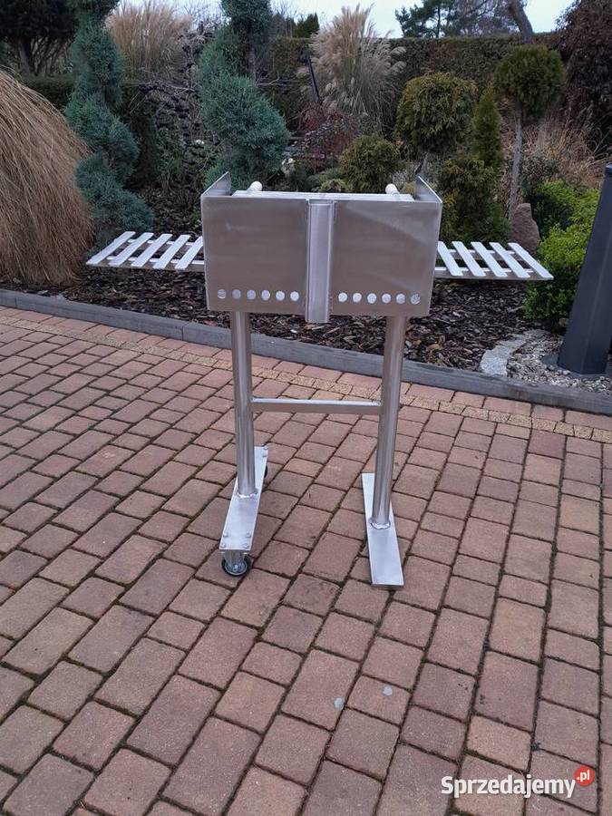 Grill ogrodowy nierdzewny na 2 tacki blacha 4mm Damasławek