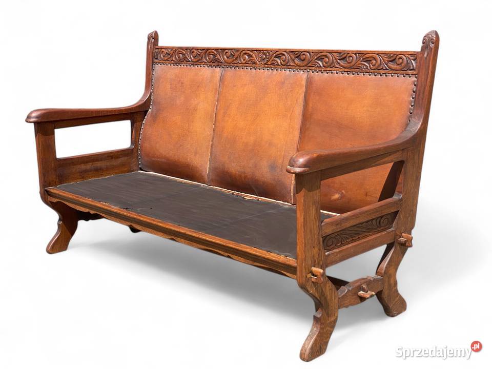 Stary dębowy komplet wypoczynkowy skóra zachodniopomorskie Gryfice