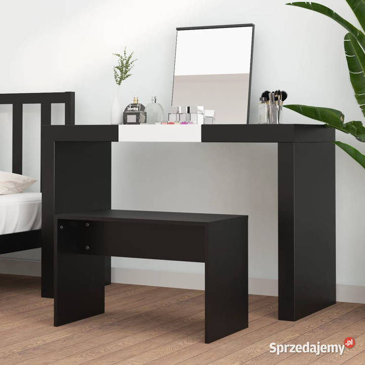 Stołek do toaletki czarny 70x35x45 materiał