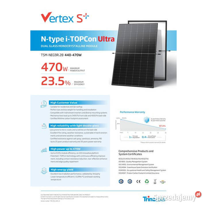 Panel Fotowoltaiczny Trina Solar 465W Vertex S małopolskie