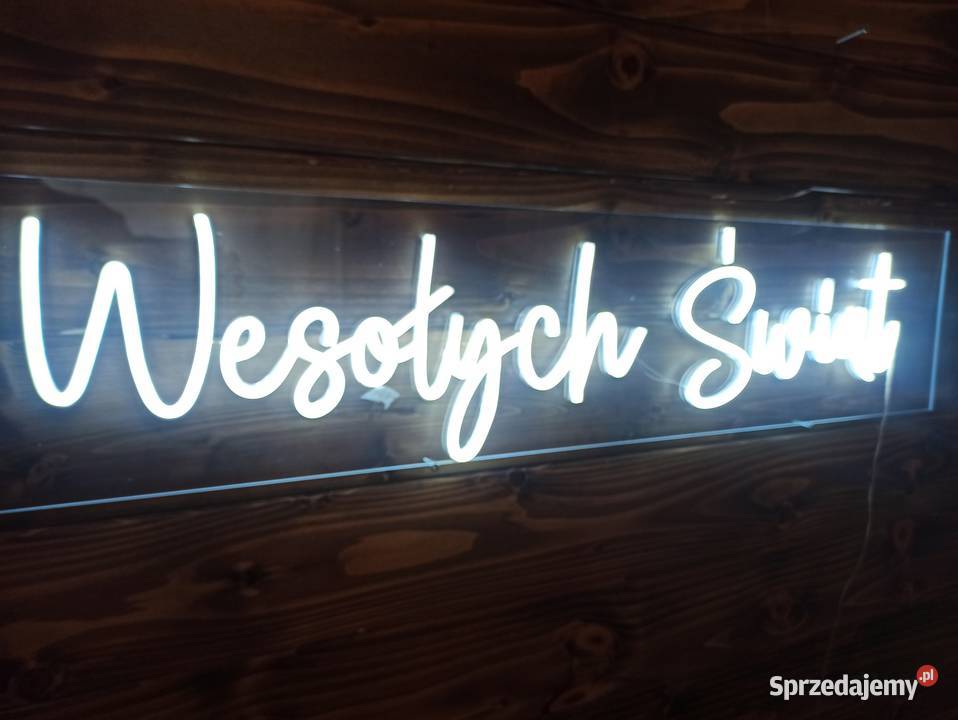 Neonowy napis Wesołych Świąt Boże Narodzenie Jasienica Rosielna