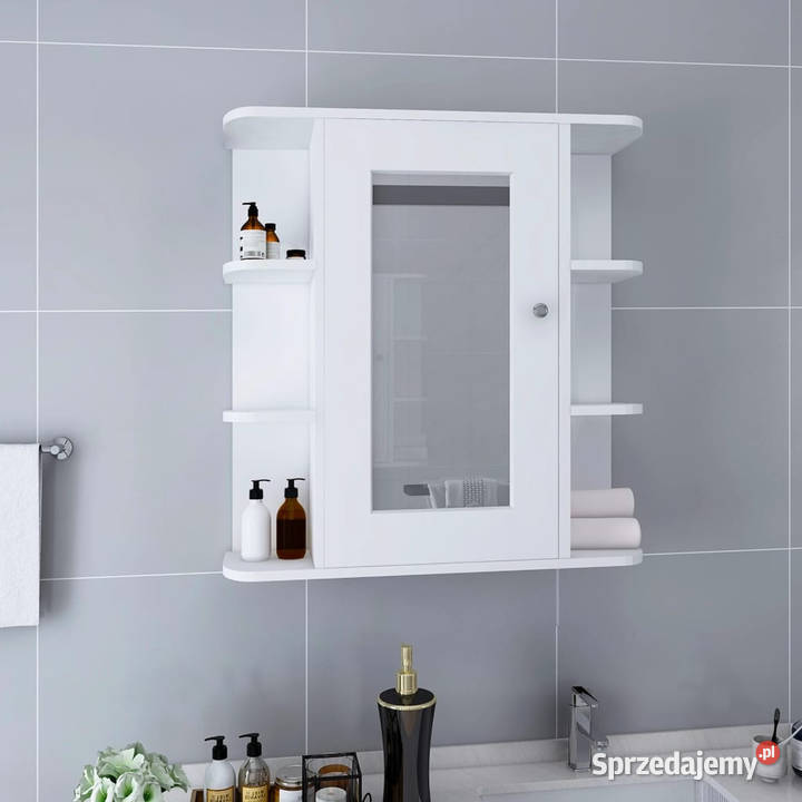 Szafka łazienkowa z lustrem biała 66x17x63 MDF mazowieckie Warszawa