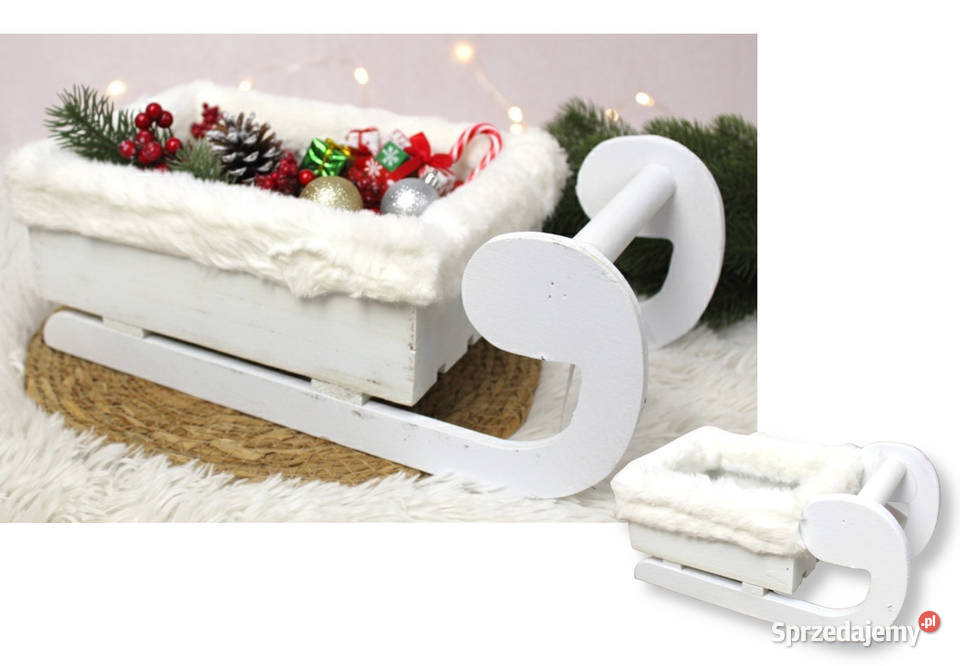 sanki z futerkiem dekoracyjne kolor biały Kalety