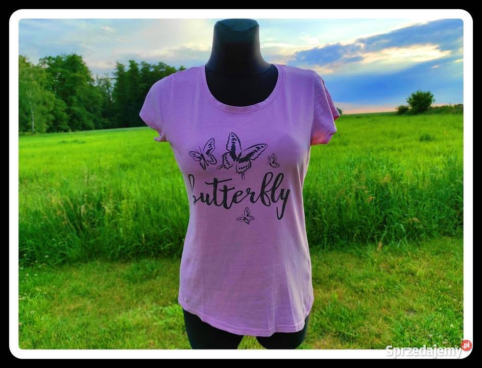 Bluzka tshirt koszulka Butterfly Beloved 40 L różowy Bluzki i koszule mazowieckie Płock