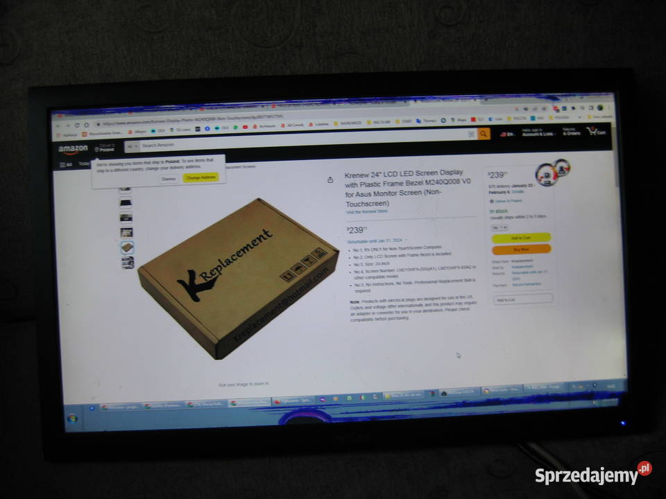Monitor ASUS VS247 delikatnie uszkodzony ekran LCD Monitory i projektory mazowieckie Warszawa
