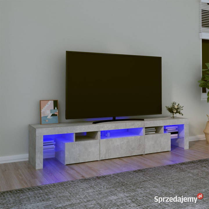Szafka pod TV z oświetleniem LED szarość betonu Meble mazowieckie Warszawa