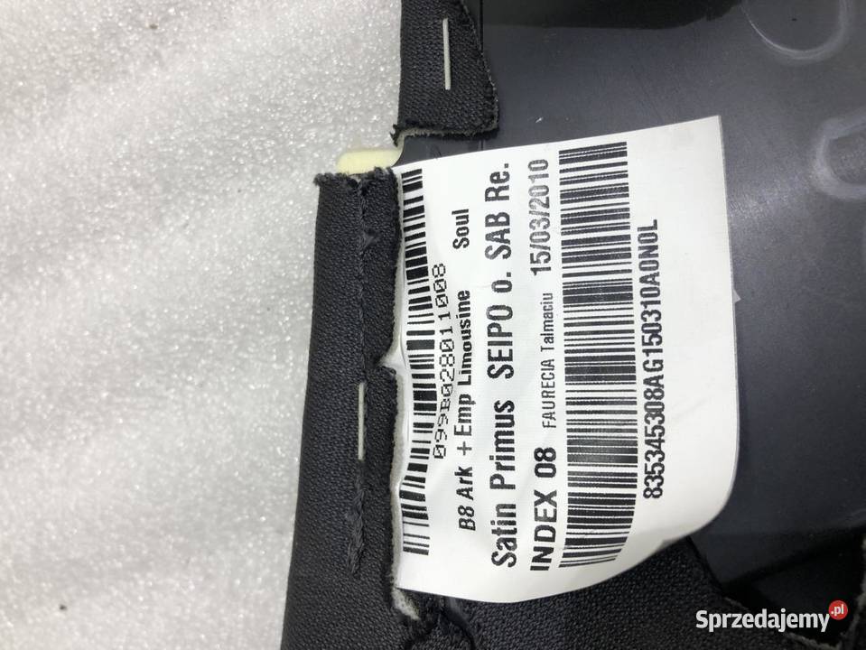 BOCZEK KANAPY PRAWY TYŁ AUDI A5 8T 8T0857792